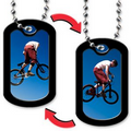 Dog Tag w/ Oblong Shape - Cyclist Stock Lenticular Design (Blank)